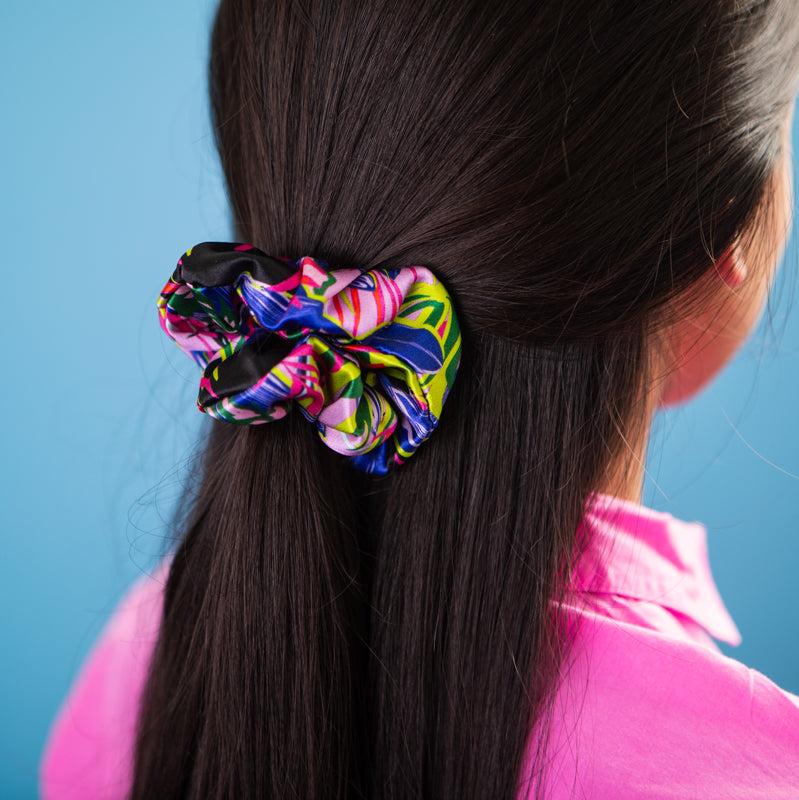 girl wearing Tropical Treat Scrunchie